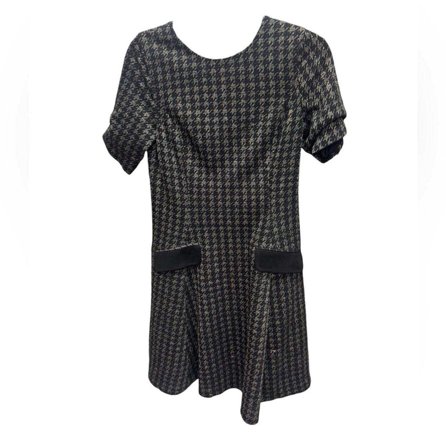 DKNY Black and Gray Houndstooth Mini Dress