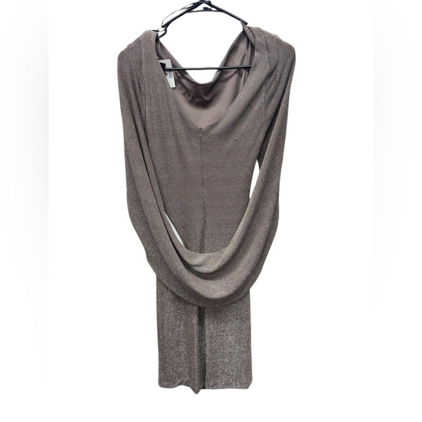 Betsy & Adam Shimmering Silver Draped Dress