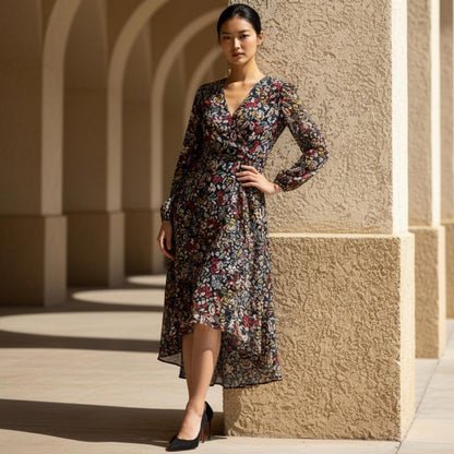 Vince Camuto Multicolor Long Sleeve Dress