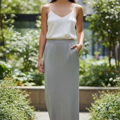 Vince Camuto metallic silver Maxi Skirt