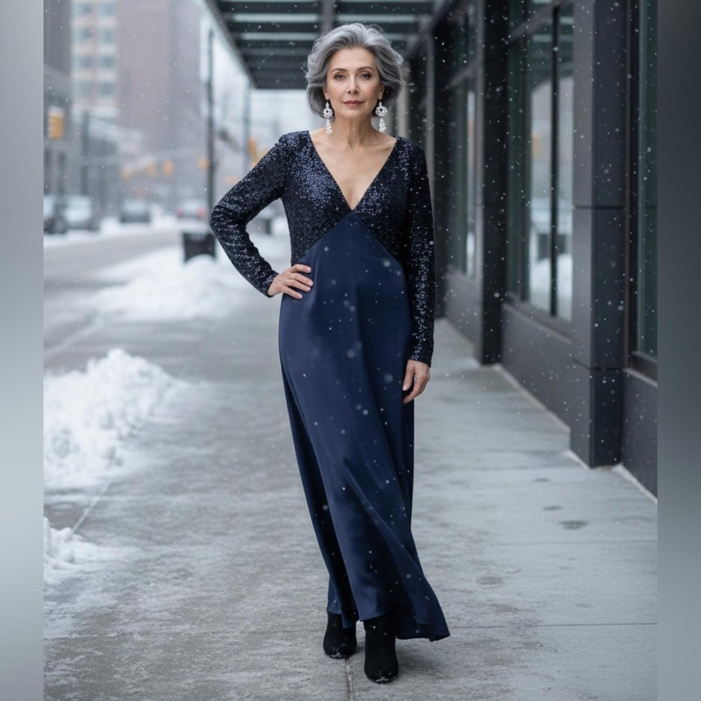 DKNY Midnight Blue Sequin Dress