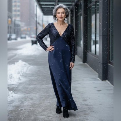 DKNY Midnight Blue Sequin Dress