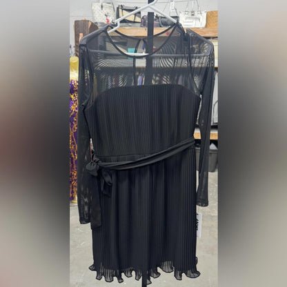 DKNY Black Long Sleeve Dress with Sheer Details