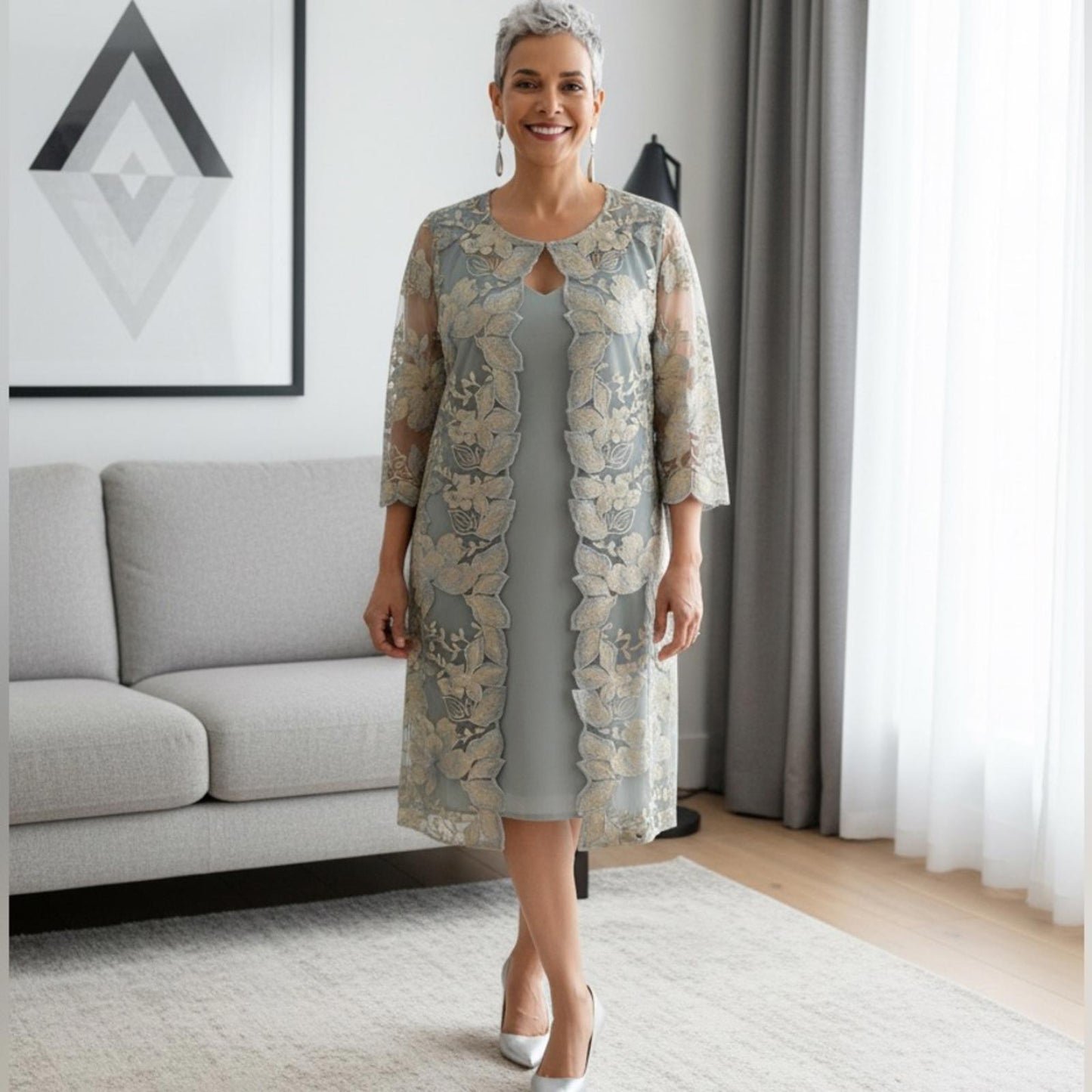 Alex Evenings Lace Overlay Dress with Jacket