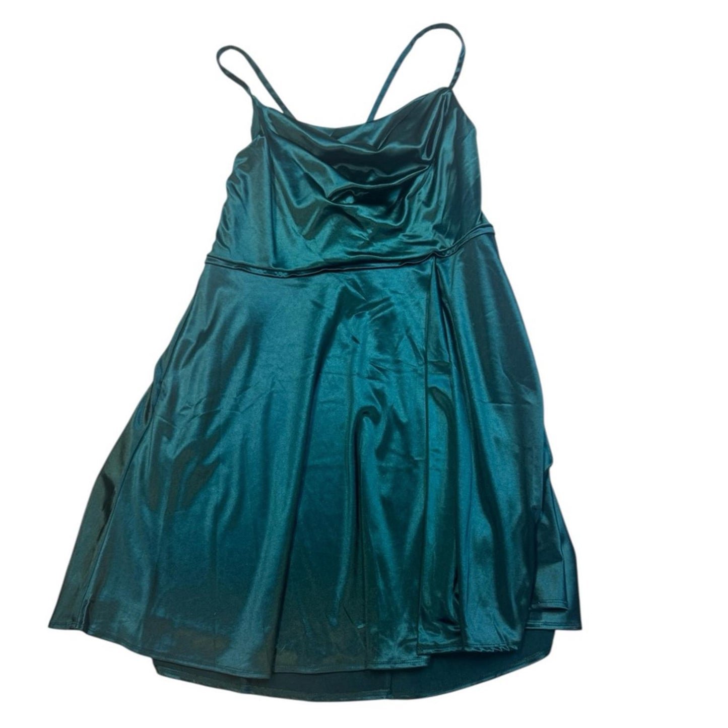 Emerald Sundae Teal Satin Midi Dress