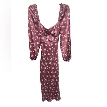B.Darlin Burgundy Floral Long Sleeve Dress