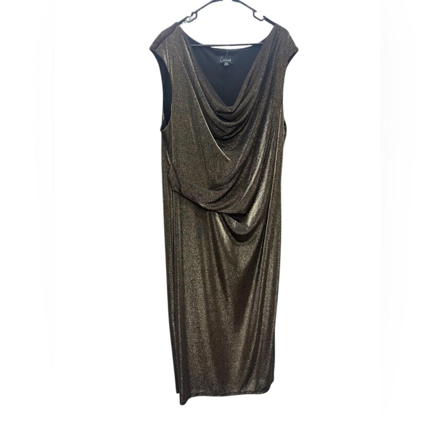 Connected Apparel Metallic Gold Maxi Dress