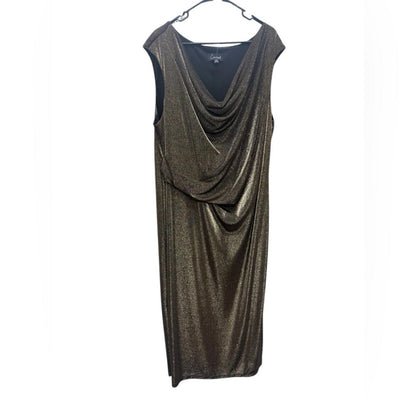 Connected Apparel Metallic Gold Maxi Dress