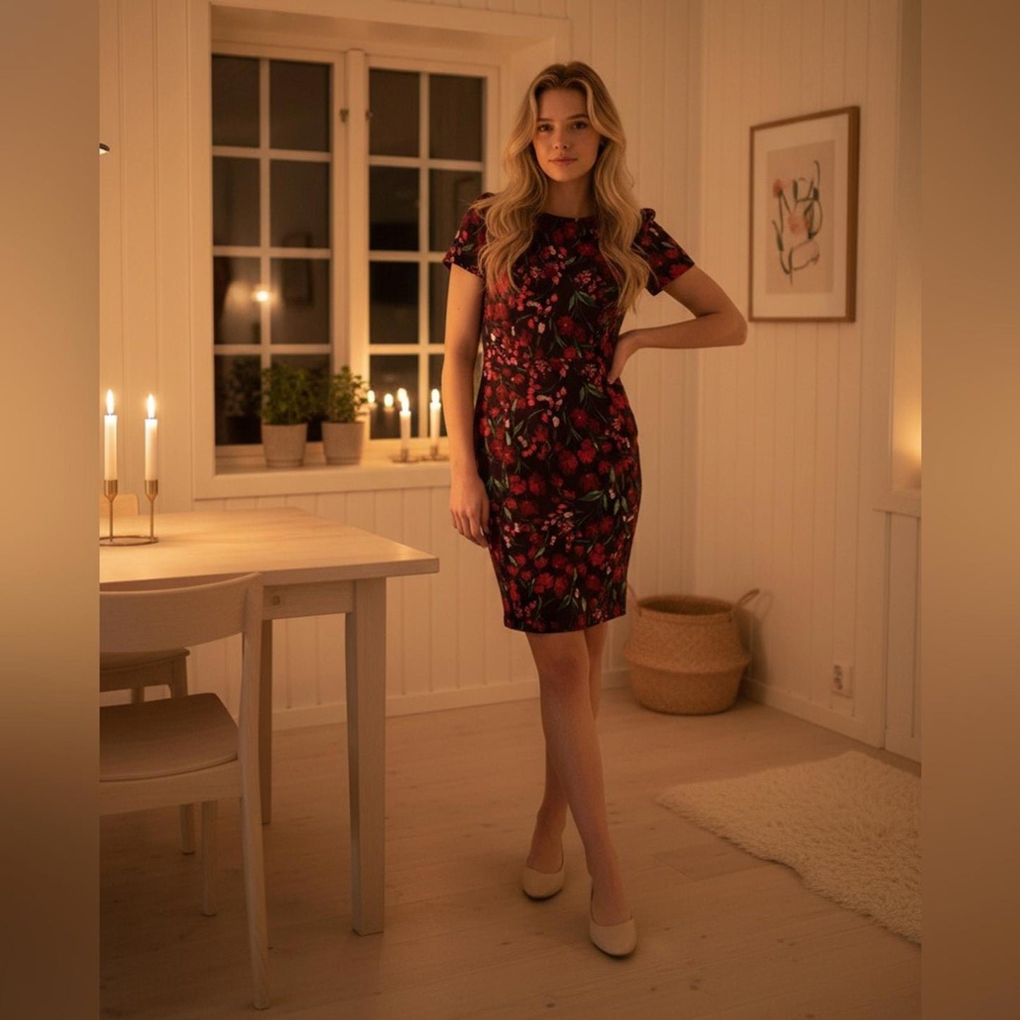 Calvin Klein Burgundy Floral Mini Dress