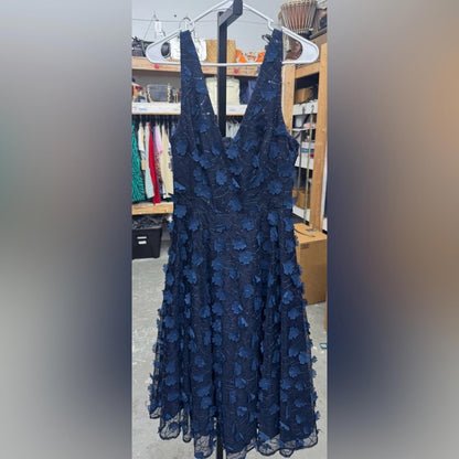 Eliza J Navy Floral Lace Midi Dress