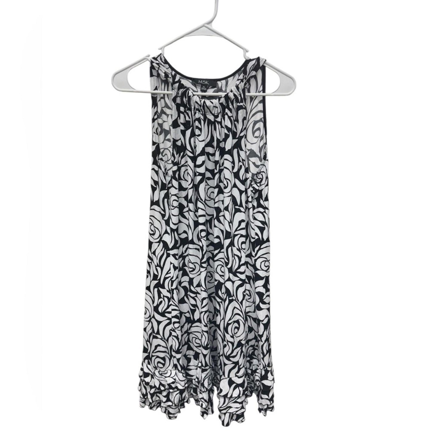 MSK Black and White Rose Midi Dress