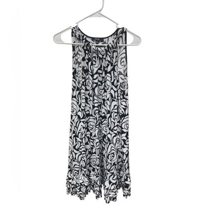 MSK Black and White Rose Midi Dress