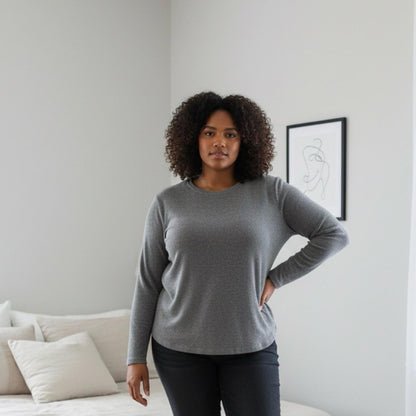 Cuddl Duds Women's Charcoal Long Sleeve Top