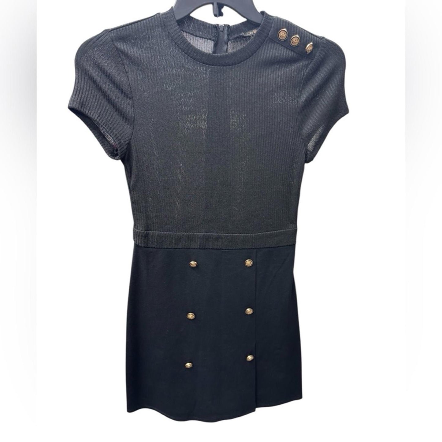 City Studio Black Dress with Gold Button Details