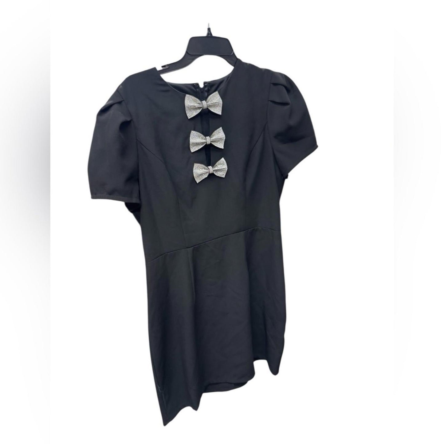 City Studio Black Dress with Silver Bow Details
