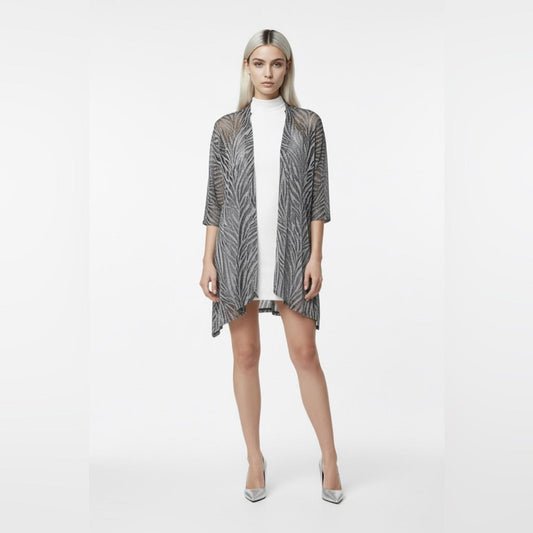 R & M Richards Black and White Sheer Cardigan