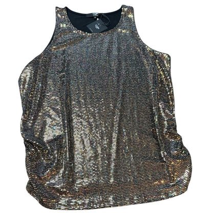 Coin 1804 woman’s Sequin Sleeveless side Ruched tank Top
