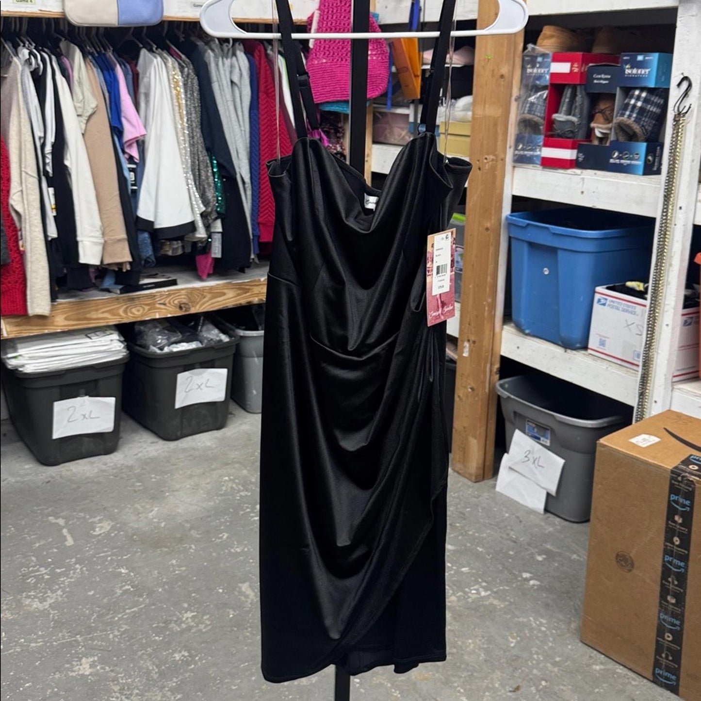 Emerald Sundae Black Satin Dress