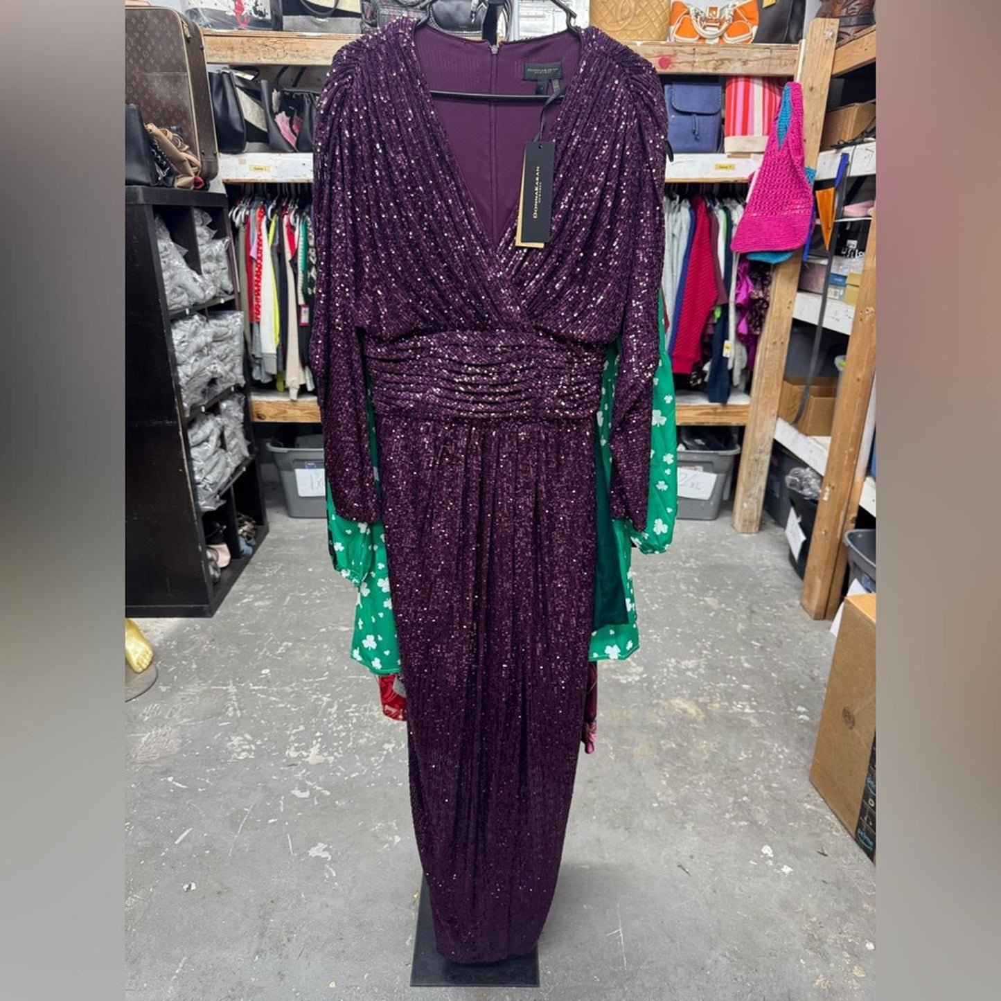 Donna Karan Elegant Purple Sequin Dress