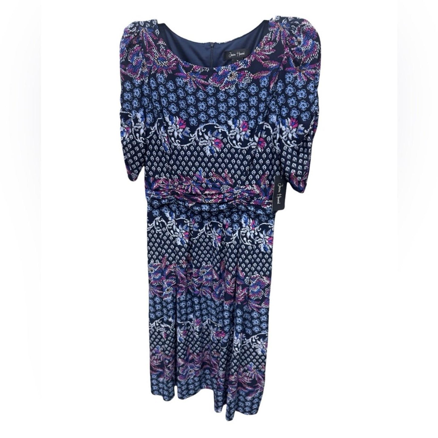 Jessica Howard Navy and Pink Floral Midi Dress
