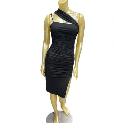 City Studio Black One-Shoulder Dress