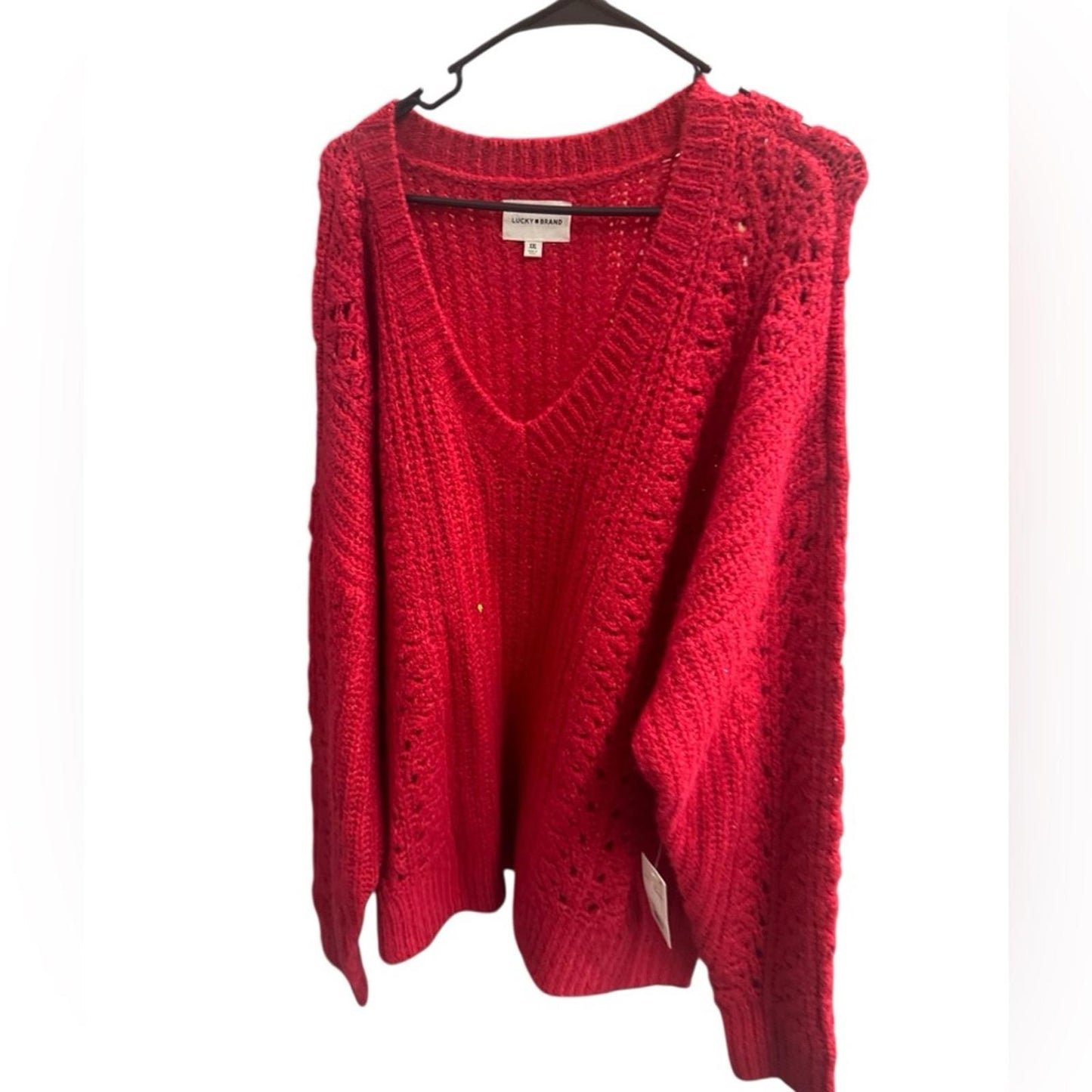 Lucky Brand Red V-Neck Sweater