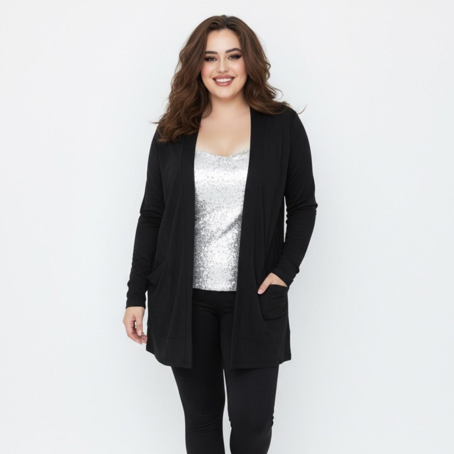 Ideology Women's Black Open Cardigan