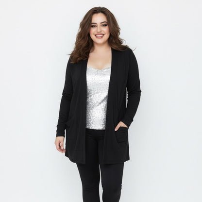 Ideology Women's Black Open Cardigan