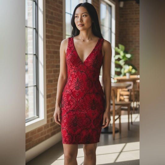 Siena Chic Red Floral Midi Dress
