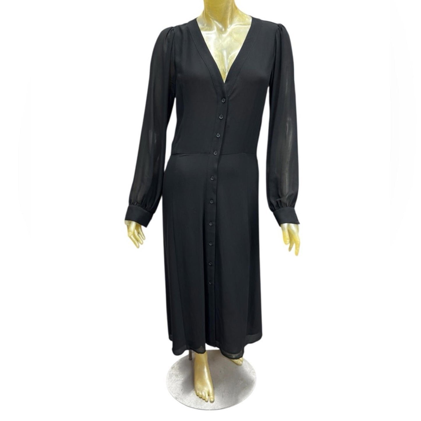 Michael Kors Elegant Black Button-Down Dress