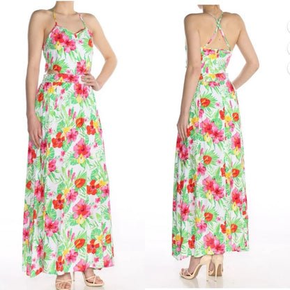The Edit White Tropical Floral Cutout Maxi Dress