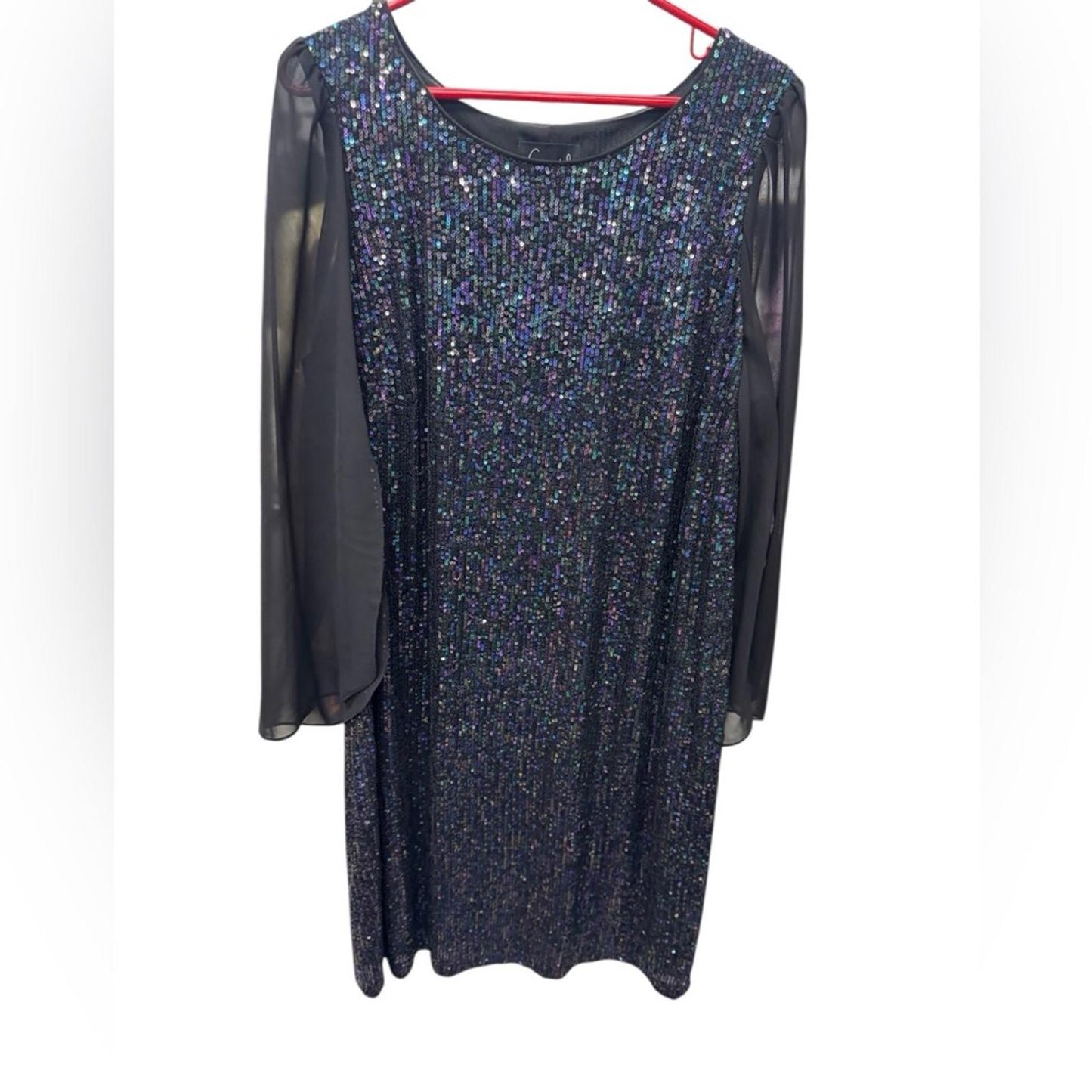 Connected Apparel Black Sequin Midi Dress