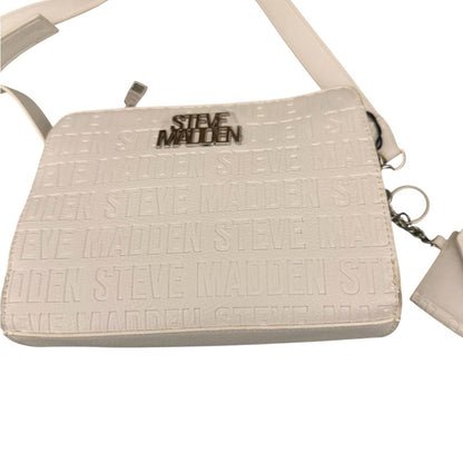 Steve Madden Ivory Embossed Logo Crossbody Bag with Mini Pouch