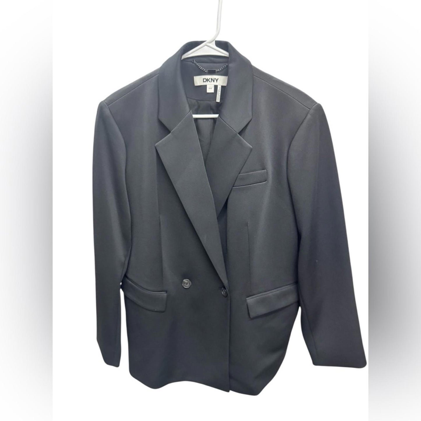 DKNY Women’s Plus Size Black Double-Breasted Longline Blazer