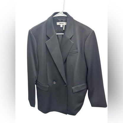 DKNY Women’s Plus Size Black Double-Breasted Longline Blazer