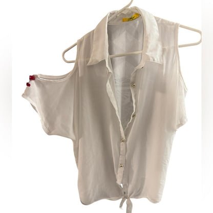 Pre-Love Elegant White Cold Shoulder Blouse