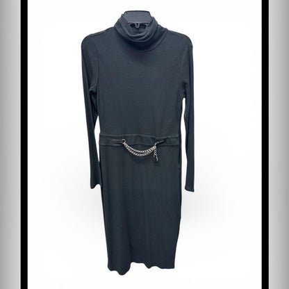 Lauren Ralph Lauren Black Long Sleeve Dress with Chain Detail