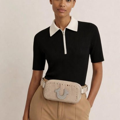True Religion Brand Jeans Stylish Beige Belt Bag