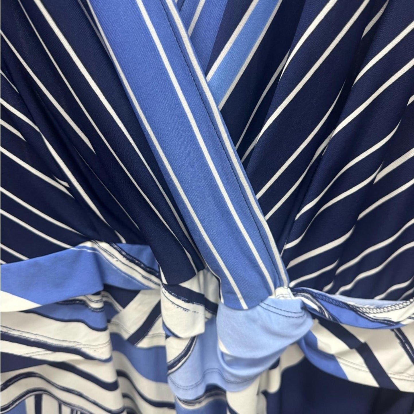 London Times Navy and White Long Sleeve Dress