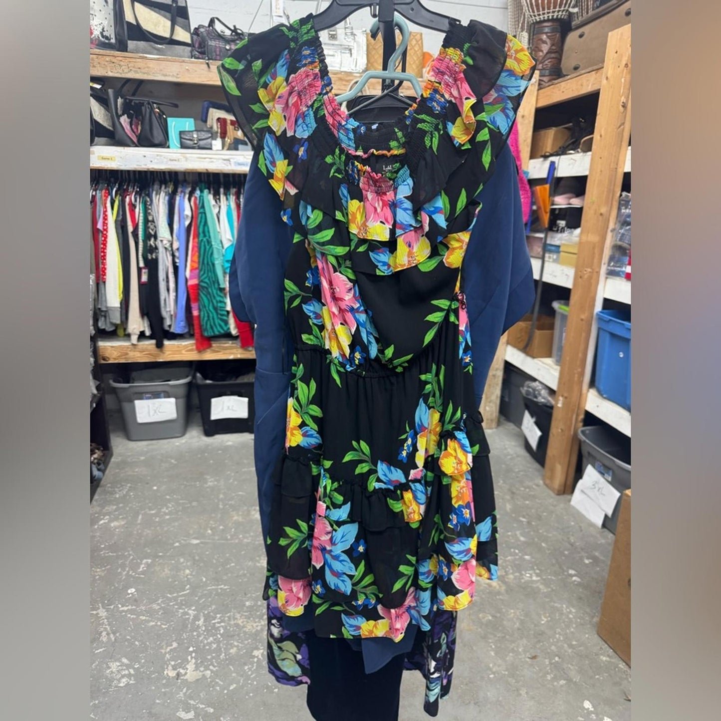 Lauren Ralph Lauren Black Dress with Colorful Floral Design