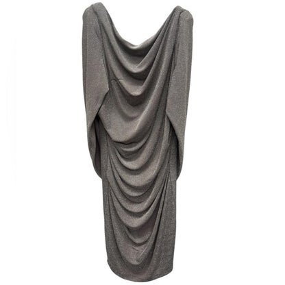 Xscape Charcoal Elegant Drape Back Scuba Crepe Dress