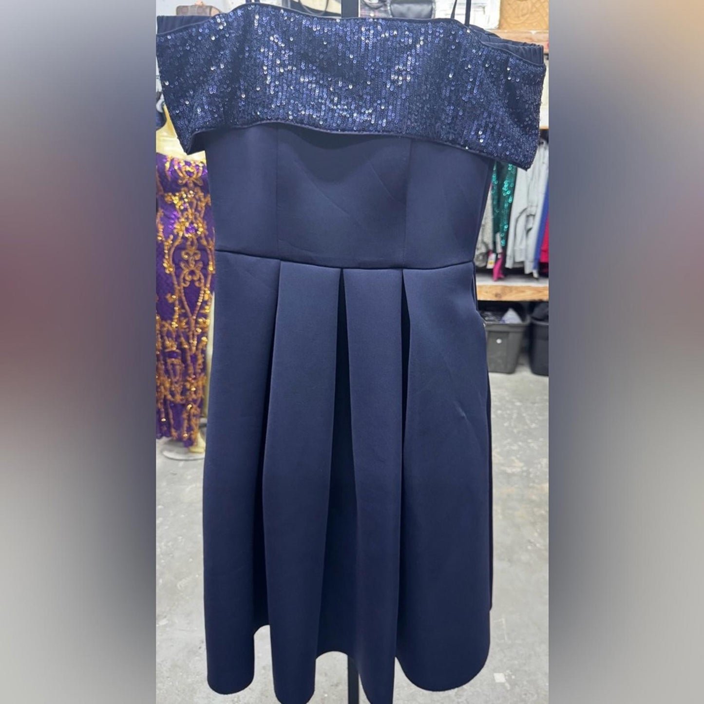 Eliza J Strapless Navy Blue Dress
