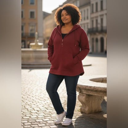 Ideology Maroon Quilted Hoodie
