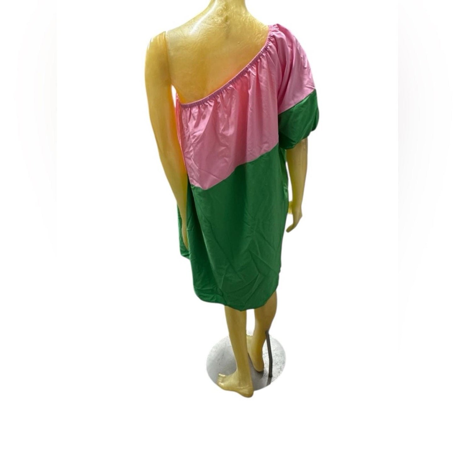 Vibrant Pink and Orange Off-Shoulder Dress