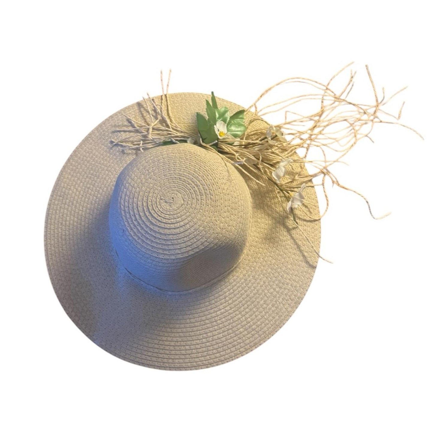 Women’s Natural Wide Brim Floral Sun Hat – Elegant Garden Style