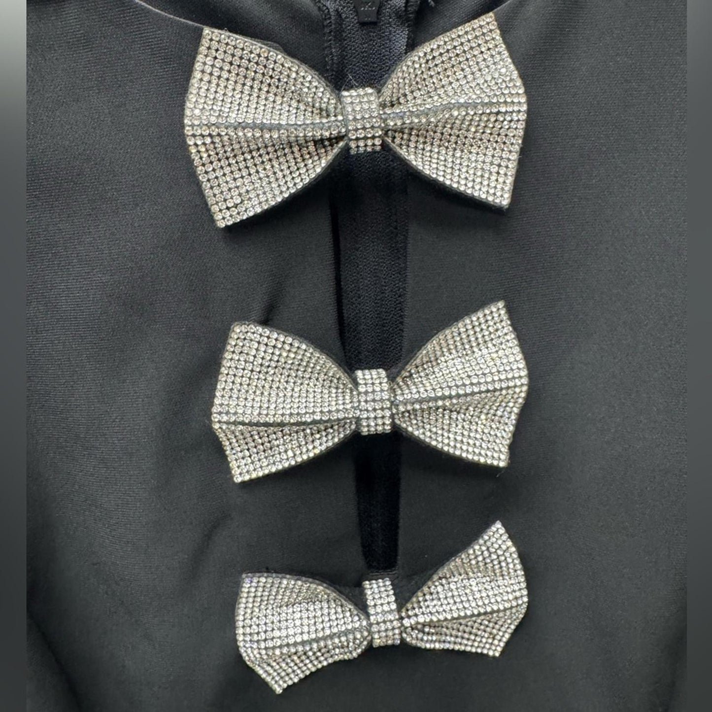 City Studio Black Dress with Silver Bow Details