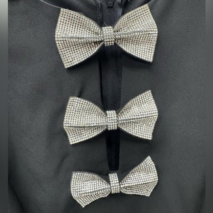 City Studio Black Dress with Silver Bow Details