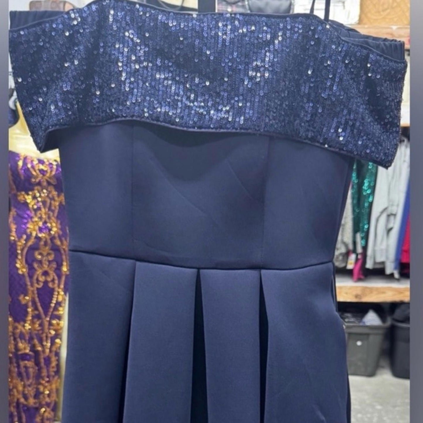 Eliza J Strapless Navy Blue Dress