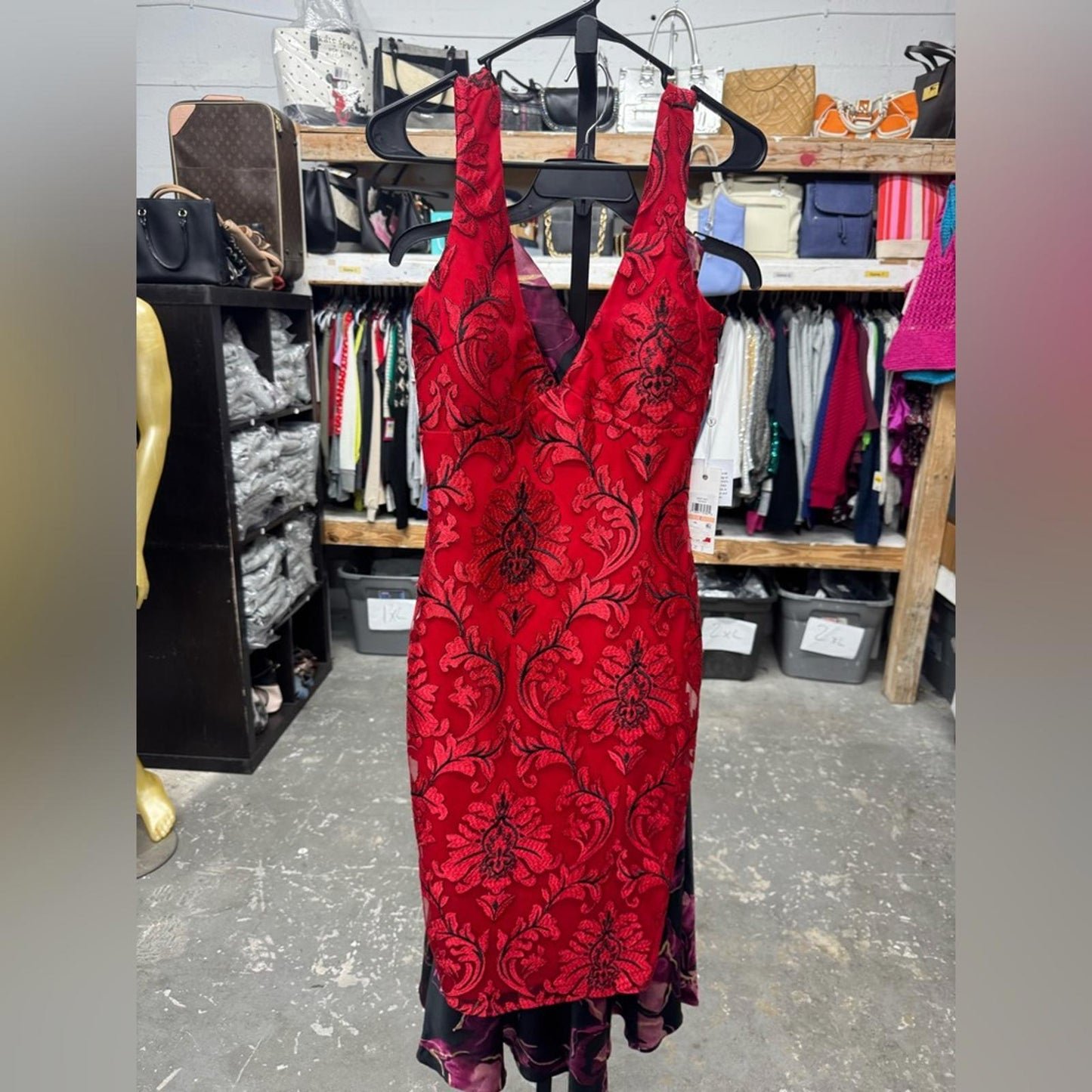 Siena Chic Red Floral Midi Dress