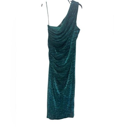 Betsy & Adam Teal One-Shoulder Gown
